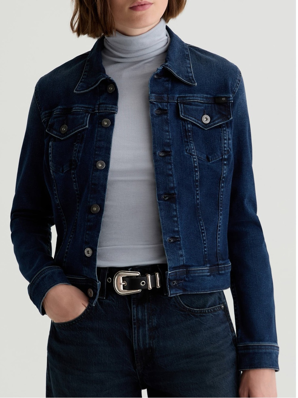 AG Adriano Goldschmied Robyn Denim Jacket Side Effect Dark Wash EMP4087 Medium
